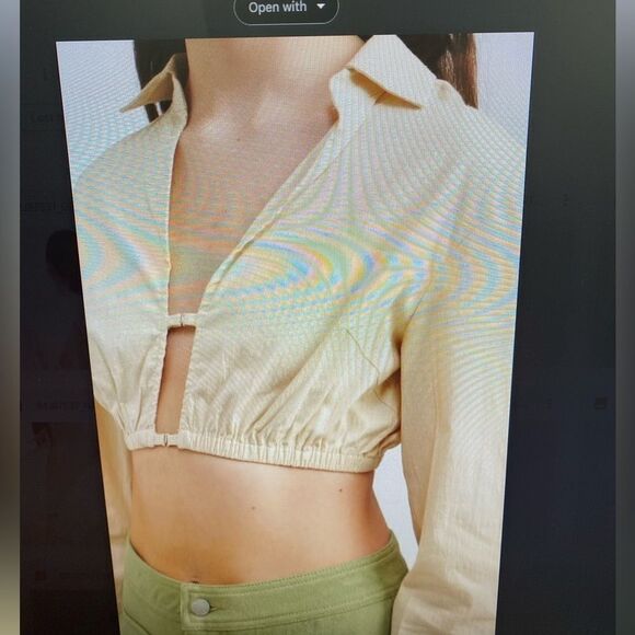 Emory park blouse short beige long-sleeved .NEW - Picture 8 of 11